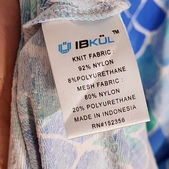 Ibkul Blue and Green Scale Pattern Dress - Picture 3 of 7